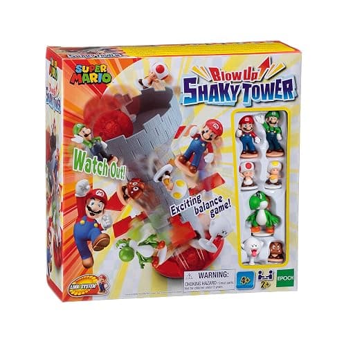 Epoch Games Super Mario Blow Up! Shaky Tower Balancing Game - Tabletop Skill and Action Game with Collectible Super Mario Action Figures (Pack of 1) - Image 1