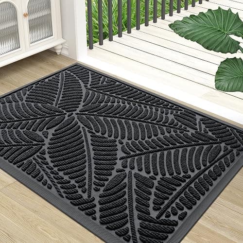 Colorxy Waterproof Doormat, Sturdy Natural Rubber Front Indoor Mat, Non Slip Low Profile Indoor Outdoor Door Mats, Stain and Fade Resistant Floor Mat, Easy Clean Patio Entrance Mat, 30''x17'', Black - Image 1
