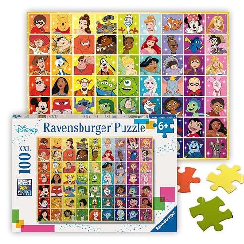 Ravensburger - Disney Color Palette - 100 Piece Jigsaw Puzzle - Exciting, Colorful Grid of Disney and Pixar Favorites - Mickey & More - Premium Quality - Ideal Gift - Screen-Free Fun - Children Age 6+ - Image 1