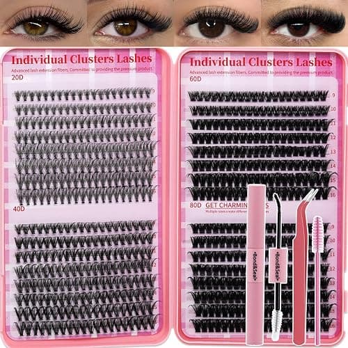 Lash Clusters Kit for Beginners Eyelash Clusters Kit Lashes Clusters Kit Cluster Lashes Pestañas Postizas Naturales with Lash Bond&Seal,Lash Tweezers,Brush RITALASH(640pcs 20D+40D+60D+80D Kit,9-16mm) - Image 1