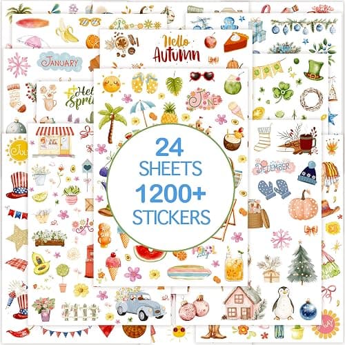 Slapaflife Planner Stickers(24 Page,1000+ Stickers, Monthly Daily Holiday Stickers, No Duplication Planner Stickers for Women, Stickers for Scrapbooking, Calendar, Journaling - Image 1