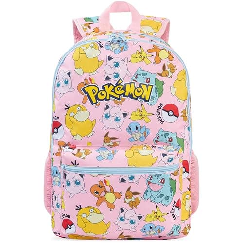 Get Trend Pokemon Kids Backpack for Girls, 18in Bookbag with Padded Straps, Pikachu Travel School Bag Anime Gifts for Girls (Multi Pokemon) - Image 1