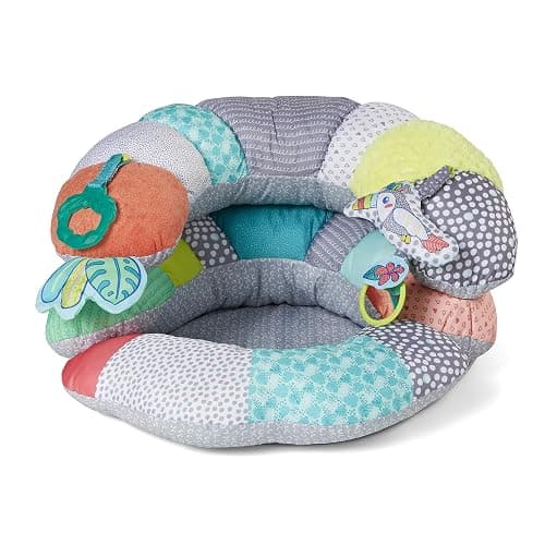 Infantino 2-in-1 Tummy Time & Seated Support, Baby Floor Seat for Tummy Time & Early Sitting, Soft, Supportive, Engaging Toys, Toucan - Image 1
