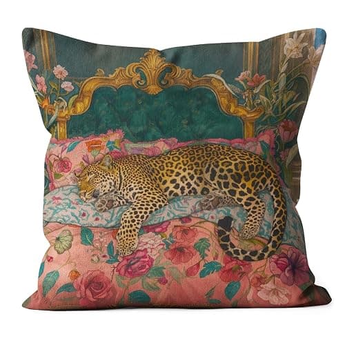 WDSFHYJK Maximalist Funky Tiger Leopard Cheetah Pillow Covers 18x18, Eclectic Home Decor, Tropical Trendy Preppy Colorful Tiger Decorative Throw Pillow Covers Pillowcases for Living Room Bedroom - Image 1