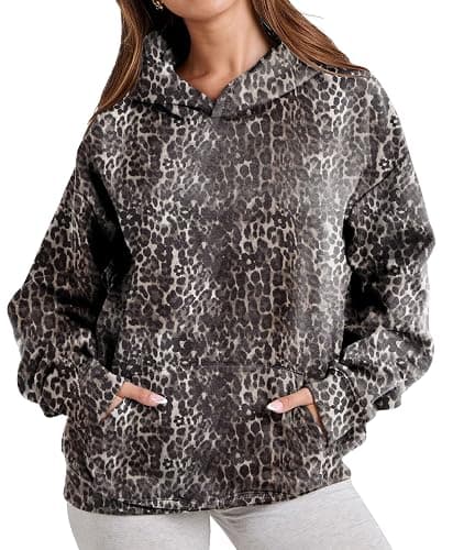 Eutten Womens Camo Hoodies Maple Leaf Print Oversized Hooded Sweatshirt Fleece Pullover Sweatshirts Long Sleeve with Pocket - Image 1