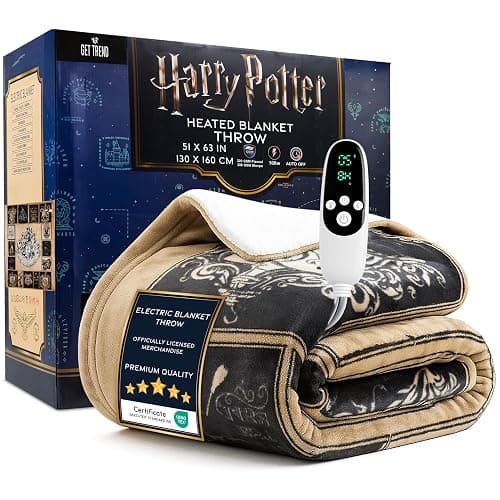 Harry Potter Heated Blanket Electric, Luxurious Soft Fleece Throw, Fast Heating with 9 Heat Settings & Auto Shut-Off, 50x65in, Gift Ideas (Multi Harry Potter, Throw US) - Image 1