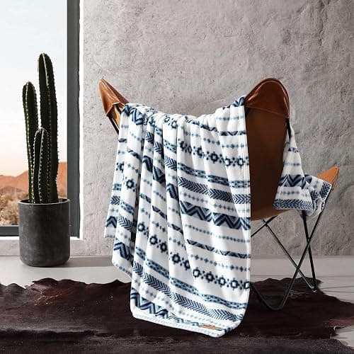 Wrangler - Throw Blanket, Soft Plush Fleece Bedding, Yellowstone Inspired, Western Decor for Bed or Couch (Diamond Trail Blue, 50" x 60") - Image 1