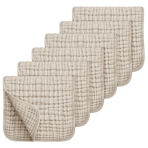 Looxii 100% Cotton Muslin Burp Cloths Large 20''x10'' Extra Soft and Absorbent 6 Pack Baby Burping Cloth for Boys and Girls (Apricot) - Apricot - Image 1