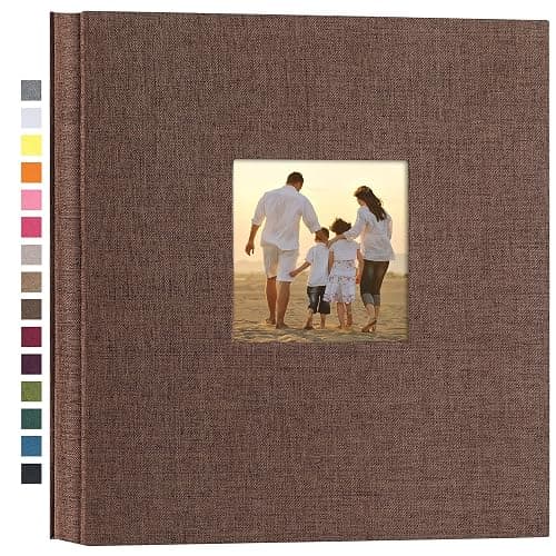 potricher Linen Hardcover Photo Album 4x6 600 Photos Large Capacity for Family Wedding Anniversary Baby Vacation (Brown, 600 Pockets) - Image 1