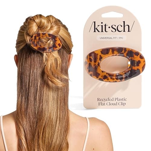 Kitsch Medium Flat Claw Clips for Women - Stylish Flat Hair Clips, Strong Hold for Thick & Fine Hair | Non-Slip for Secure, Comfortable All-Day Wear | Ideal Gifts for Women - Tortoise Design - Image 1
