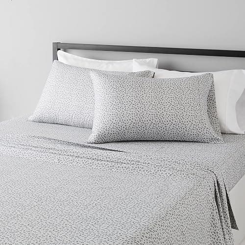 Amazon Basics Lightweight Super Soft Easy Care Microfiber 4 Piece Bed Sheet Set With 14-inch Deep Pockets - Full, Gray Cheetah,Printed - Image 1
