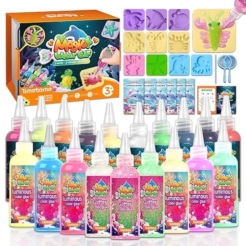 Timetome Magic Water Elf Toy Kit for Kids – 20 Gels (11 Normal + 6 Glow + 3 Glitter) &10 Molds DIY Squishy Maker, Aqua Puffs, Water Toys & Pets, Aqua Fairy Gel Kit, Birthday Gift for Boys & Girls 3+ - Image 1