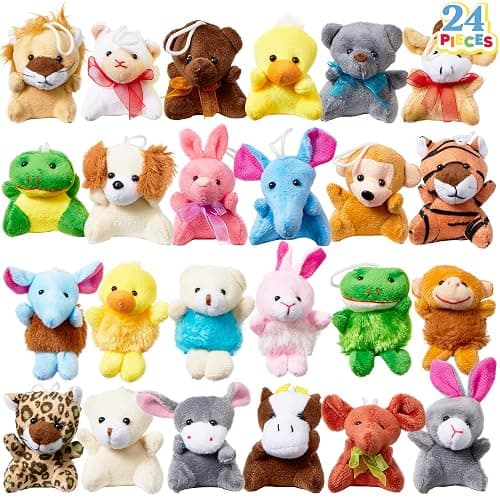JOYIN 24 Pack Mini Animal Plush Toy Assortment (24 Units 3" Each), Animals Keychain Decoration for Kids, Small Stuffed Animal Bulk for Kids, Carnival Prizes, School Gifts, Valentines Goodie Bags - Image 1