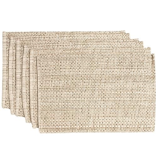 Sweet Home Collection 100% Cotton Placemats for Dining Room Rectangle Two Tone Woven Fabric 13" x 19" Soft Durable Table Mat Set, Set of 4, Eggshell - Image 1