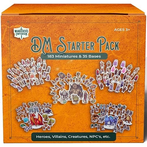 Wanderers Emporium Hard Flat Minis for DND Miniatures with Bases | 28mm - 32mm Scale Dungeons and Dragons Starter Set 5e (DM Starter Pack, 183, Miniatures) - Image 1