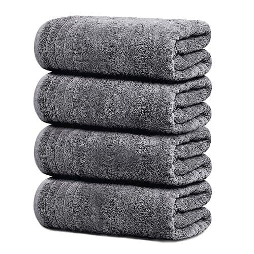 Tens Towels Pack of 4 Extra Large Bath Towels 30 x 60 Inches, 100% Cotton, Larger & Lighter Weight, Quicker to Dry, Super Soft and Absorbent, Perfect for Bathroom, Dark Grey - Image 1