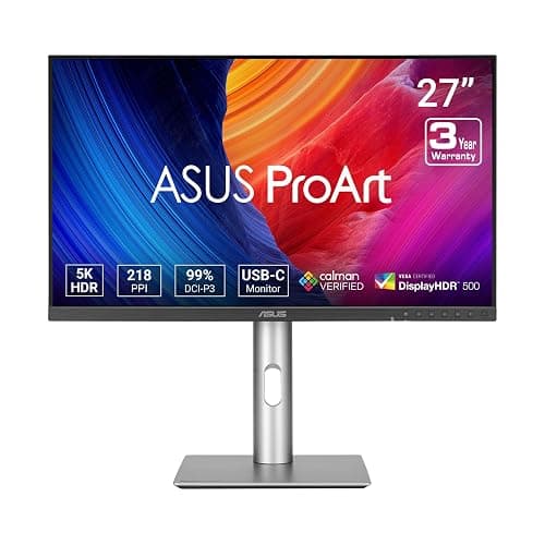 ASUS ProArt Display 27” 5K HDR Professional Monitor (PA27JCV) - 5K (5120 x 2880), IPS, 99% DCI-P3, 100% sRGB, ΔE < 2, USB-C PD 96W, Calman Verified, Color Accurate, Auto KVM, LuxPixel, 3 yr Warranty - 27" 5K USB-C 96W Auto KVM Lux Pixel - Image 1