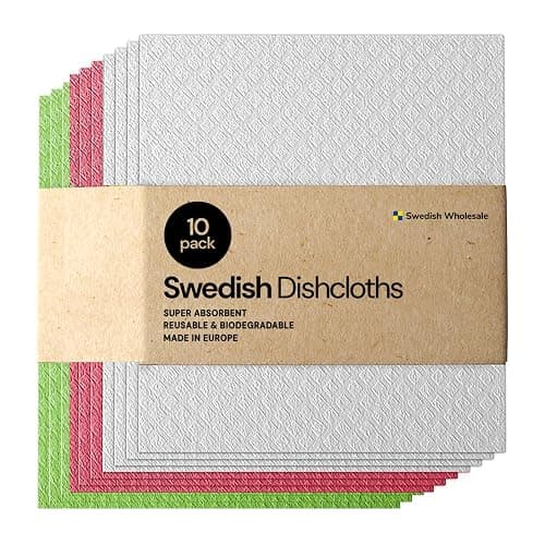 Swedish Wholesale Dishcloths, Cellulose Sponge Cloths – Bulk 10 Pack of Eco-Friendly, No Odor, Reusable Cleaning Cloths for Kitchen – Absorbent Dish Cloth Hand Towel – Assorted - Image 1