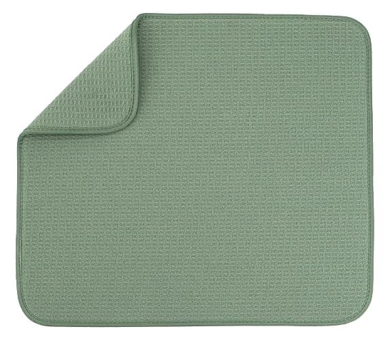 S&T INC. Dish Drying Mat, 16” x 18”, Absorbent Microfiber Kitchen Counter Mat, Dish Drying Pad for Dishes, Utensils, Pots and Pans, Large, Sage Green - Image 1