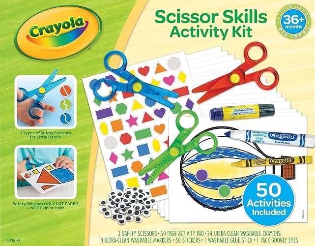 Crayola Toddler Scissor Skills Activity Kit (3ct), Safety Scissors and Craft Supplies, Toddler Crafts, Gift for Kids, Ages 3+ - Image 1
