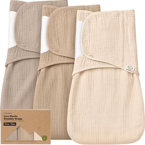 KeaBabies Muslin Baby Swaddles for Newborns, 3pk,100% Cotton (Ecru, OS) | Organic Cotton Swaddles Sleep Sack 0-3 Months, Infant, Baby Girls, Boys, Soft Breathable Summer Swaddler, Easy Quiet Closure - Image 1