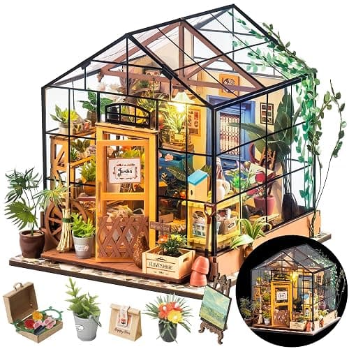 Rolife DIY Miniature House Kit Greenhouse, Tiny Home Kit for Adults to Build, Mini House with Furnitures, Halloween/Christmas Decorations/Gifts for Family and Friends (Cathy's Greenhouse) - Image 1