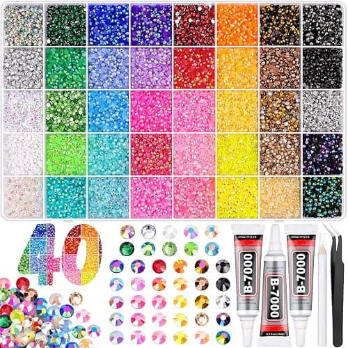 50000Pcs Jelly Rhinestones for Bedazzling Kit, Multi-Color 3mm Resin Flatback Gems with 3Pcs 10ml B7000 Jewelry Glue, Bedazzled Crystal for DIY Crafts Clothing Nail Art Makeup - Image 1