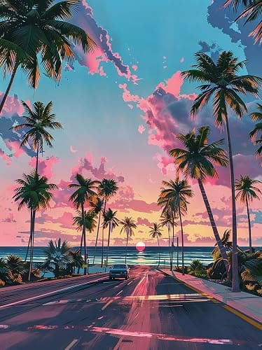 ILYUFO Diamond Art Kits for Adults Sunset Road DIY Diamond Painting | Crafts for Home Wall Decor, Ideal Gifts for Art Lovers 12×16inch - Image 1