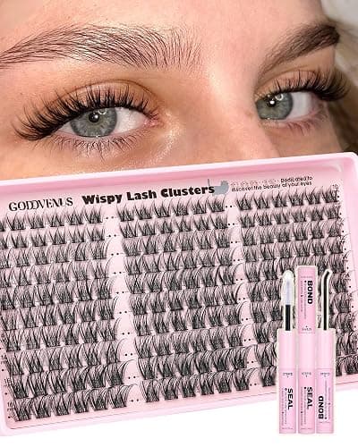 Goddvenus Lash Clusters Kit Wispy Cluster Eyelash Extensions Kit Natural DIY Lash Extension Kit 10-16mm Eyelashes Clusters 180pcs C Curl Individual Lashes Cluster Eyelash (No Tweezers) - Image 1
