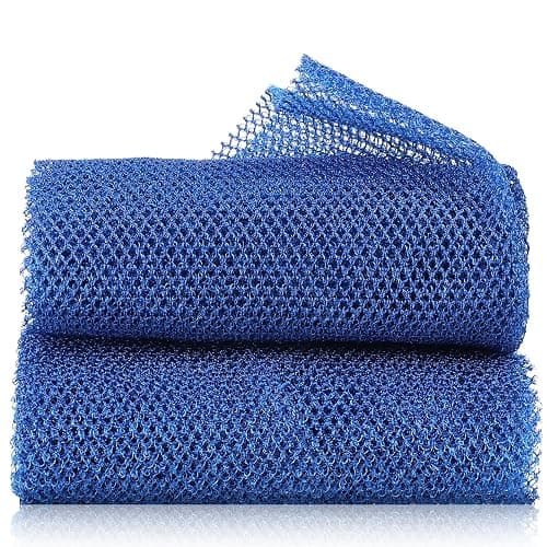 Sibba 2 Pieces African Net Sponge Bathing Long Exfoliating Washcloth Rag, Shower Body Scrub Exfoliator Back Scrubber Nylon Mesh Exfoliating Net Bath Sponge Skin Smoothers for All Skin Types, 11x31 in - Image 1