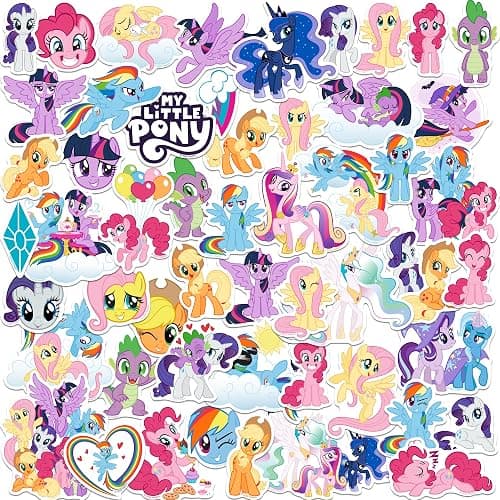 My Little Pony TV Friendship is Magic 50ct Vinyl Large Deluxe Stickers Variety Pack - Laptop, Water Bottle, Scrapbooking, Tablet, Skateboard, Indoor/Outdoor - Set of 50 - Image 1
