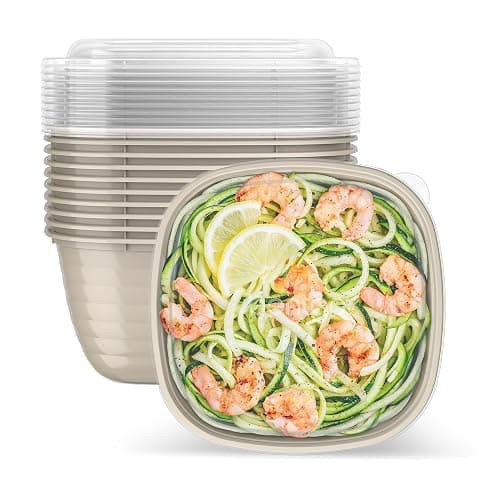 Bentgo Prep - 1-Compartment Bowls with Custom Fit Lids - Reusable, Microwaveable, Durable, PFAS & BPA-Free, Freezer and Dishwasher Safe Meal Prep Food Storage - 10 Bowls & 10 Lids (Champagne) - Image 1