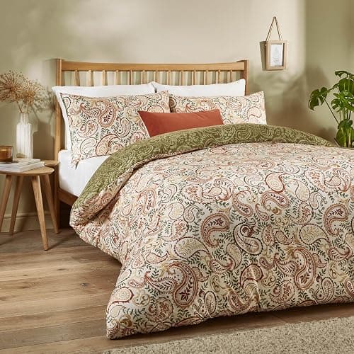 furn. Duvet Day Anika Duvet Cover Set โ Reversible Paisley Printed Bedding with Earthy Tones & Traditional Design (Multicolour - Double) - Image 1