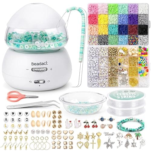 Beadact Electric Bead Spinner Kit, Clay Bead Spinner with 5280 PCS Clay Beads, Letter Beads, Elastic String, Beading Needles for Friendship Bracelets Jewelry Making, Craft Gift Choice - Image 1