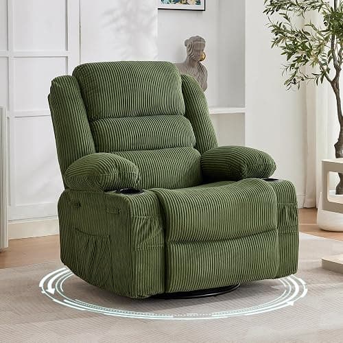 Garvee Rocking Recliner Chair for Adults Wide 360° Swivel Rocker Recliner | Recliner with Cup Holder Nursery Glider with Upholstered Deep Seat Lazy boy Chair for Living Room - Image 1