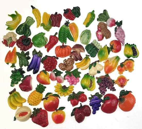 Miswee Random 12Pcs Creative 3D Resin Fruit Vegetables Fridge Magnets Funny Cute Decoration Refrigerator Magnet Accessories Office School whiteboard Magnet (Random 12 Styles (Vegetables and Fruits)) - Image 1