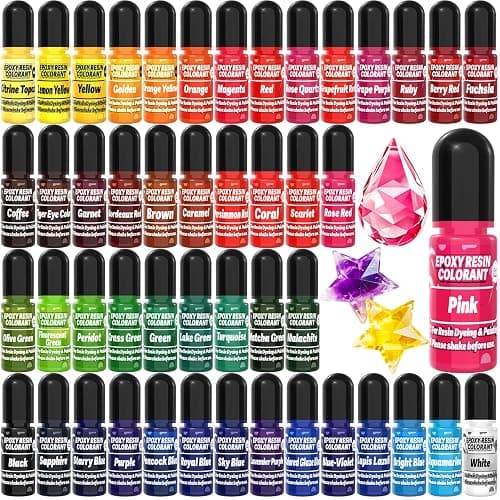 Epoxy Resin Color Pigment – 48 Vivid Colors Liquid Epoxy Pigment, Highly Concentrated, Translucent Resin Dye for Art, DIY, Jewelry & Crafts – Each 6ml/ 0.25 oz - Image 1