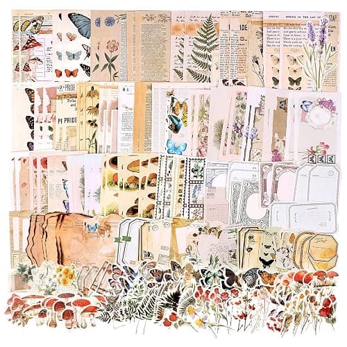 Vintage Scrapbooking Supplies, 200 Sheets of Scrapbook Paper Junk Journal Supplies Craft Kits for Bullet Journals Supplies Journaling Supplies Room Decor Aesthetic Vintage Album Wall Art (Nature) - Nature - Image 1