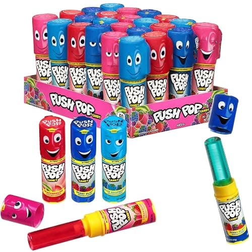 Push Pop Halloween Candy Variety Pack, 24Ct Bulk Individually Wrapped Lollipops for Party Favors in Assorted Flavors, Full Size, Fun Hard Candy For Birthday, Trick or Treat, Halloween Bowls, Gifts - Image 1