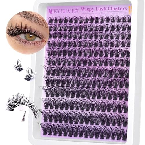 EYDEVRO Wispy Cluster Lashes Natural Lashes Individual Cluster 9-18mm 192 Pcs Lash Clusters CD Curl Eyelash Clusters Individual Eyelashes Reusable Comfortable False Eyelashes Manga Lashes - Image 1