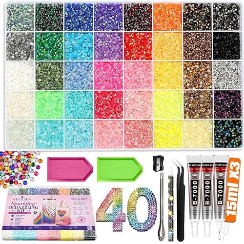 Rhinestone Bedazzling Kit, 40000 3mm Gems 40 Colors, B7000 Glue & Tools | Complete craft kit with gems and jewels for nail art, clothing, shoes, bags & decor - Image 1