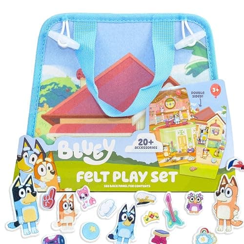 Bluey Felt Playhouse, Double-Sided Play Scene with Built-in Storage, 20 Felt Characters & Accessories, Travel-Friendly Bluey Toys, Road Trip Essentials, Toddler Activities, Fun Toys & Games - Image 1