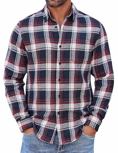 COOFANDY Mens Flannel Shirts Long Sleeve Button Down Shirt with Pocket Casual Shirts Work Shirts for Men - Image 1