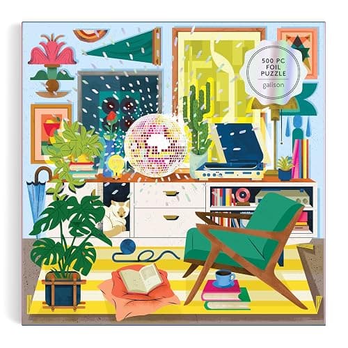 Galison Disco Life – 500 Piece Foil Jigsaw Puzzle Featuring Beautiful Artwork of Disco Ball Inspired Still Life - Image 1