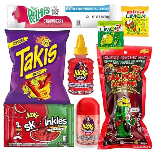 Tiktok Chamoy Pickle Kit With Fruit-Roll-up & Chips, Includes Lucas Gusano, Skwinkles Salsagheti & More by Ma Lit Candy (Big Tex Chamoy Pickle) - Image 1