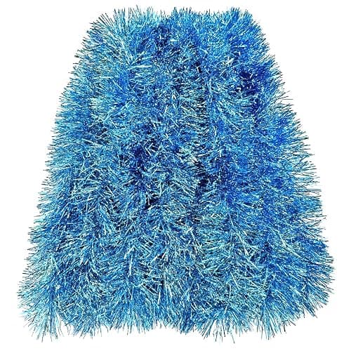 19.68 Feet Christmas Tinsel Garland, Light Blue Holiday Metallic Garland Decorations, Party Ceiling Hanging Foil Sparkly Garlands for All Season Indoor Outdoor Wedding Winter Wonderland Home Décor - Image 1