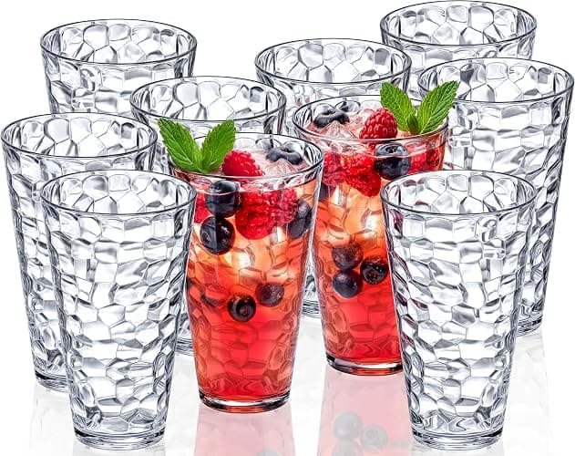 Bravario Hammered Plastic Drinking High Tumbler, Dishwasher-Safe Premium Quality Glasses, BPA-Free Reusable Outdoor Cups, 22 oz Set of 10 - Tall - Set of 10 - Image 1