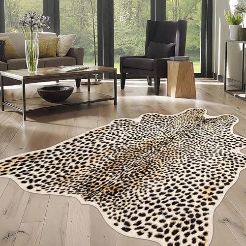 WARM HAVEN Cheetah Print Rug, Leopard Rug 5.2x7 Faux Animal Print Skin Cheetah Area Rug for Bedroom Living Room Animal Fur Hide Rustic Antelope Multicolor - Image 1