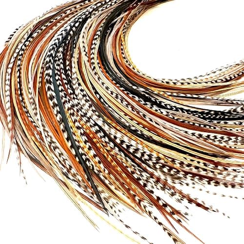 21 Natural Color Hair Extensions – 7”–12” Long – DIY Rooster Kit with 20 Micro-Link Beads – 100% Real Feathers – Eye-Catching Boho Style - Image 1