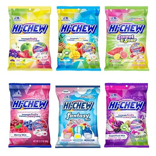 HI-CHEW Variety Mix, Pack of 6 Bags - 17 Flavor Assort Sweet and Sour Chewy Candy, Unique Fun Soft - Immensely Juicy Fruity Candy Flavors - Individually Wrapped for Sharing - Image 1